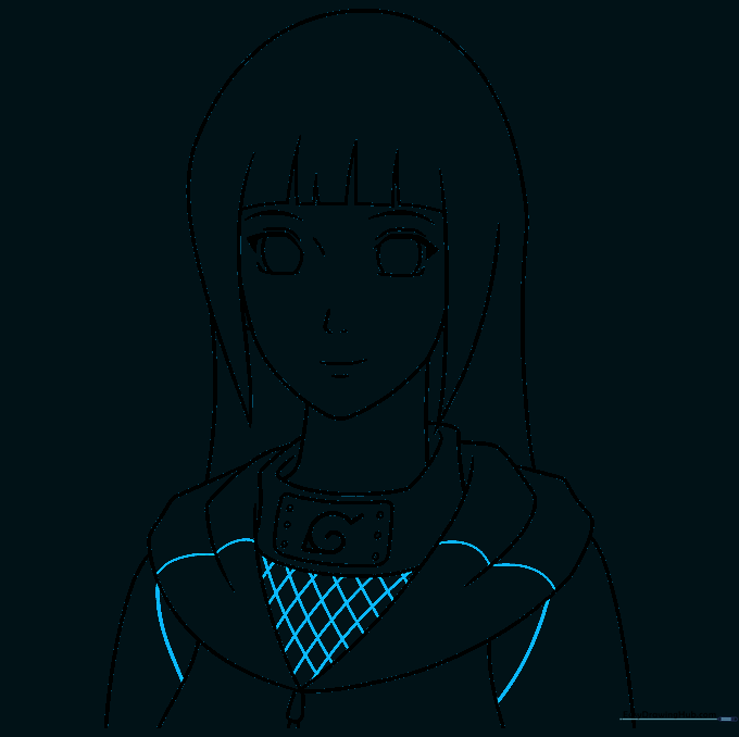 Finalizing the garment with cross-hatch patterns and seam lines.