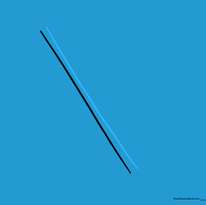 Two parallel diagonal lines forming the shaft of the first hockey stick.
