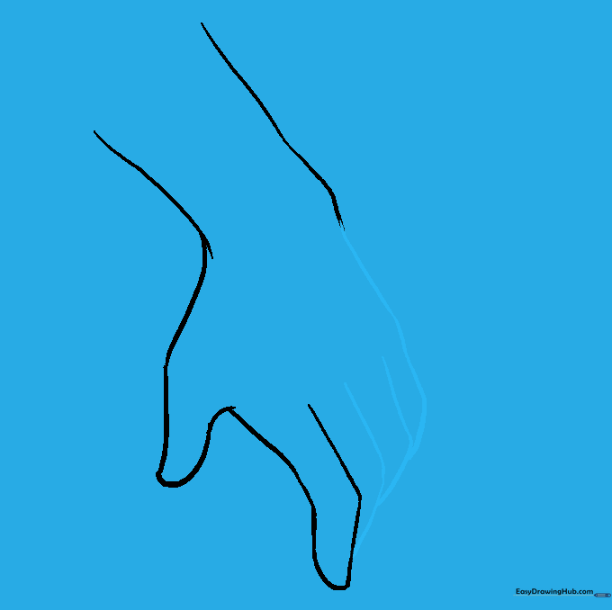 Outlining the full hand with all fingers connected to the wrist