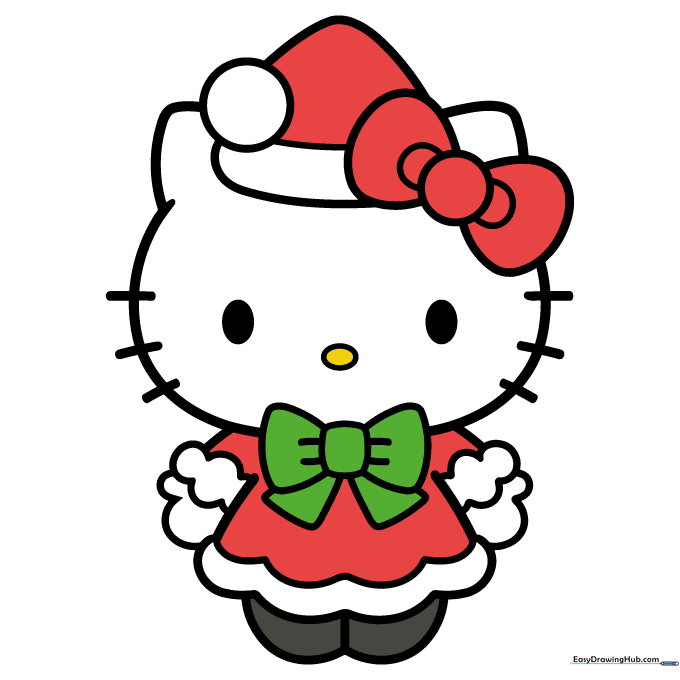 Finished, colored drawing of Holiday Hello Kitty.