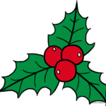 A festive, finished illustration of holly leaves and berries, ready for the holidays.