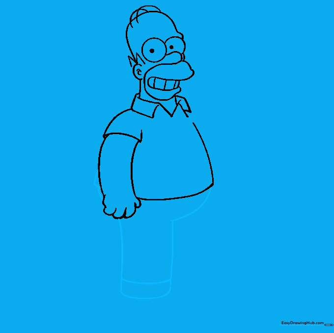 Adding the pants and cuff details to the lower half of the Homer Simpson drawing.