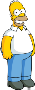 A complete, colored illustration of Homer Simpson standing in a classic pose.