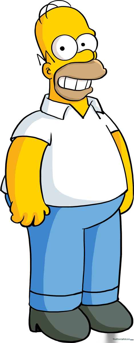 A complete, colored illustration of Homer Simpson standing in a classic pose.