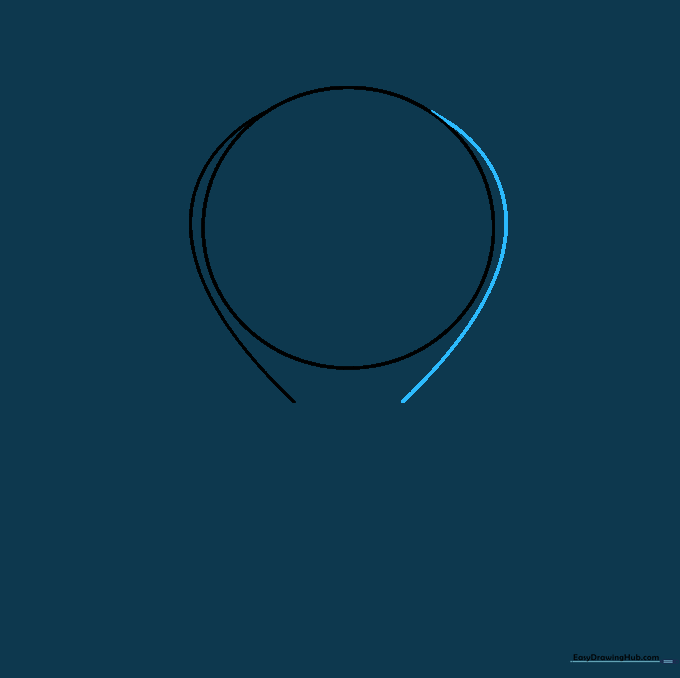 A second curved line added to the opposite side of the circle to complete the symmetrical shape of the balloon.