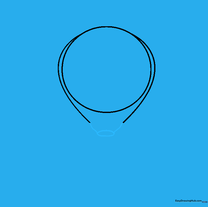 A small horizontal oval connected to the bottom of the balloon shape, forming the skirt.