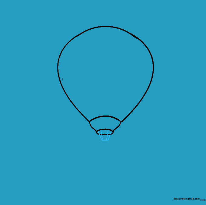 Four lines forming the burner frame beneath the balloon skirt, connected by a horizontal line.