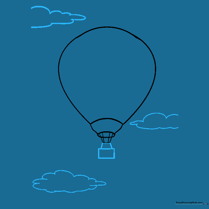 A basket added to the bottom of the burner and fluffy clouds drawn in the background.