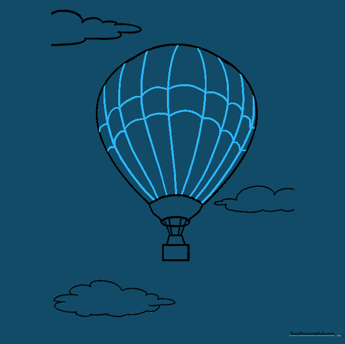 Curved lines added to the balloon surface to create a decorative striped pattern.