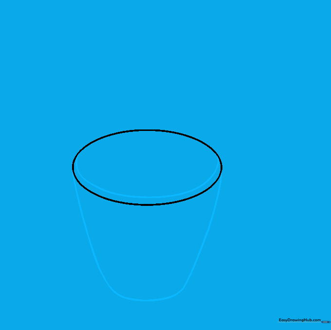 Adding depth to the mug by drawing the inner rim and the sides of the cup.