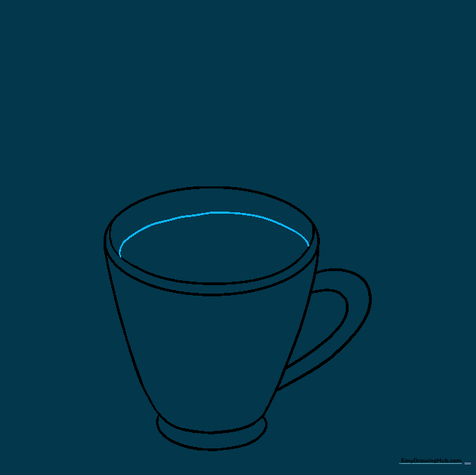 Adding a curved line inside the mug to indicate the liquid level.