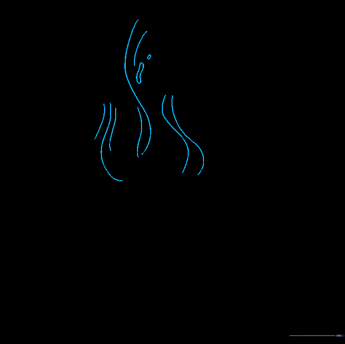 Sketching wavy lines above the mug to represent rising steam.