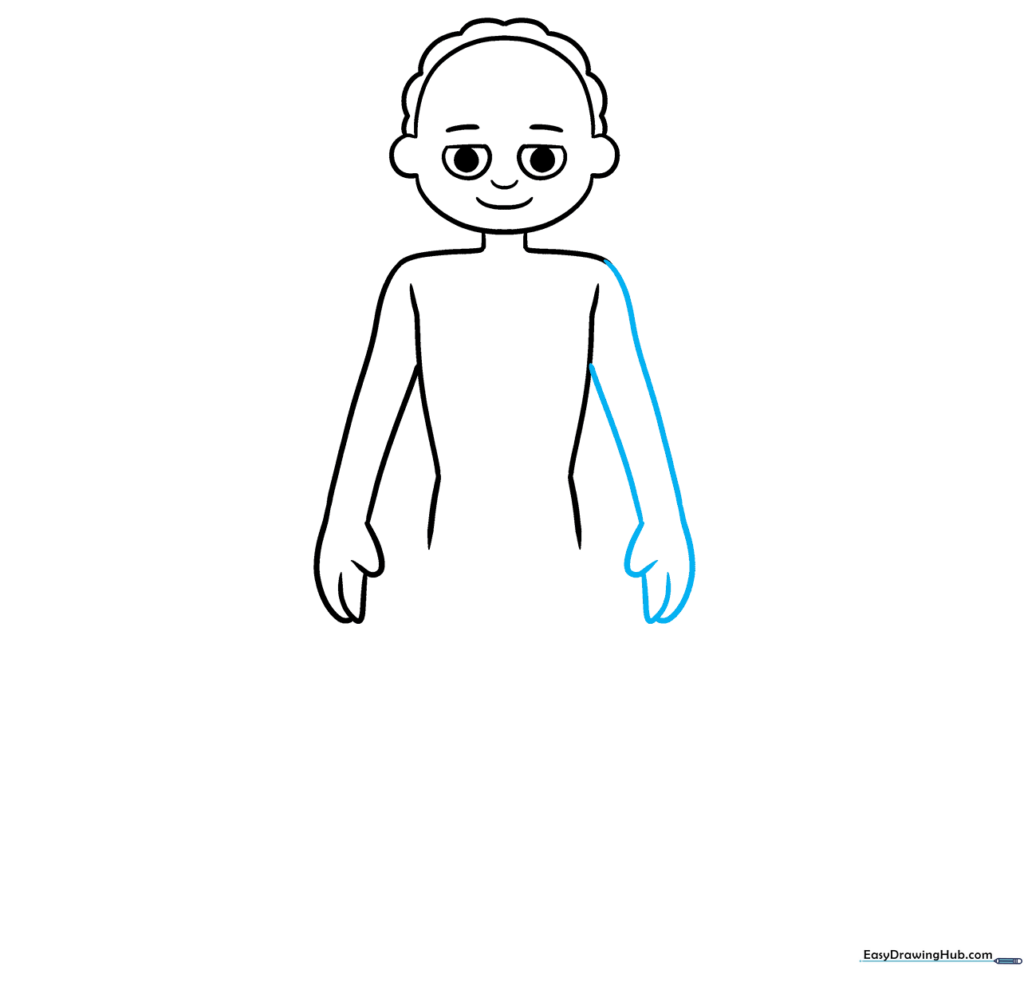 Adding the second arm to the anatomy diagram to complete the upper body outline.