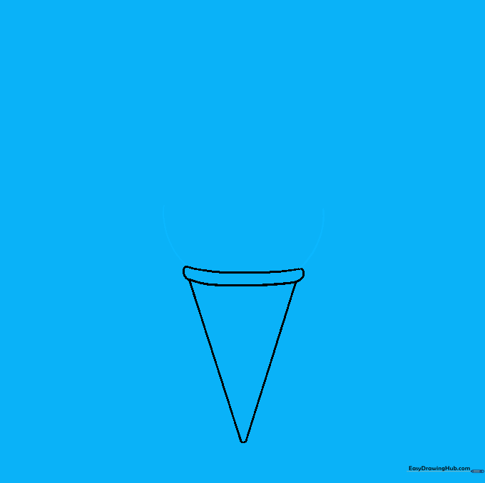 Two long curved lines extending upward from the cone rim to form the upper cone section.