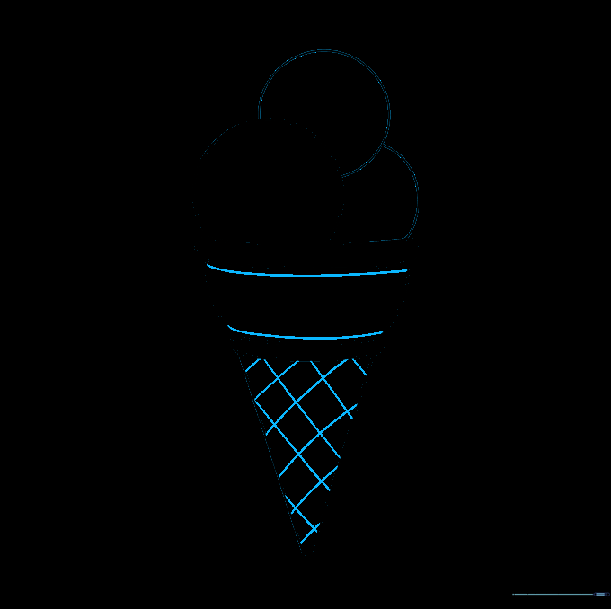 The ice cream cone detailed with a waffle-like checkerboard pattern.
