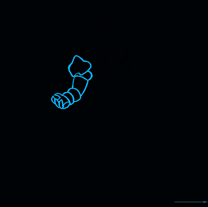 Detailed sketch of the Ice King's shoulder plate, arm, and hand with pointed fingers.