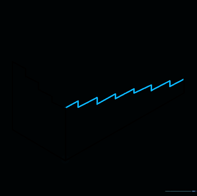 Adding a second zigzag line to define the other side of the staircase structure.