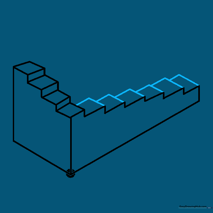 Extending the stair structure on the opposite side to build the illusion.