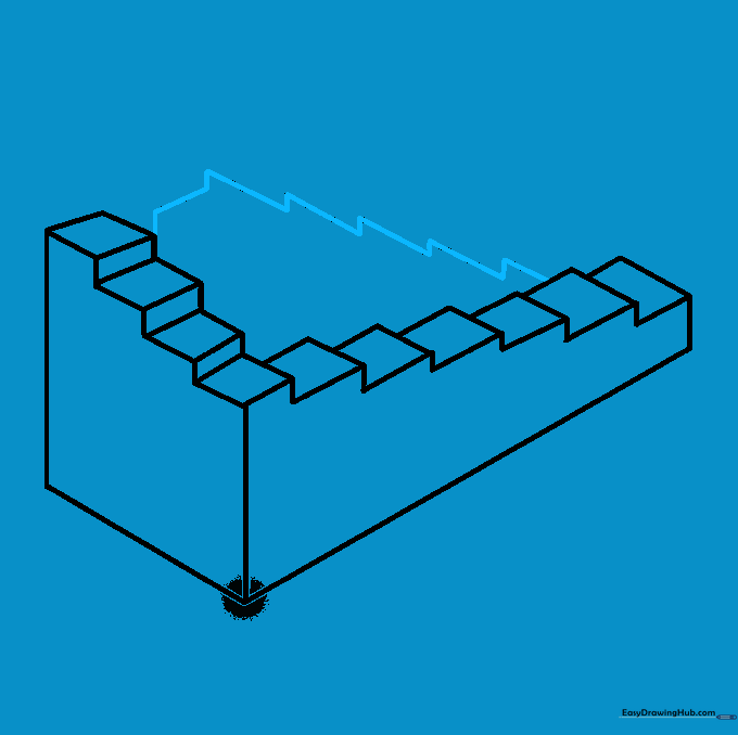 Drawing interior connecting lines to link the stair segments.