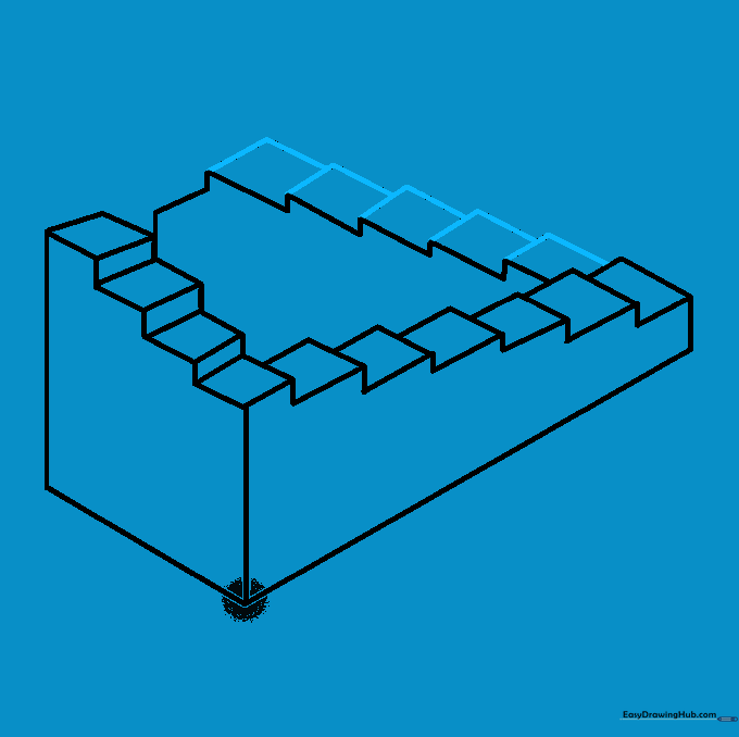 Adding the third set of stairs to complete the loop structure.