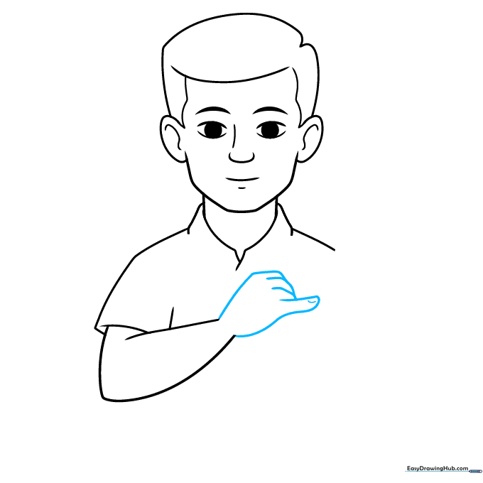Detailed sketch of a hand forming a fist with an extended pinky finger.