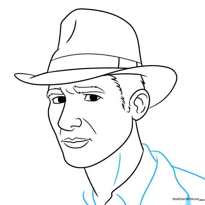 Pencil sketch of the jacket collar and shoulder lines.