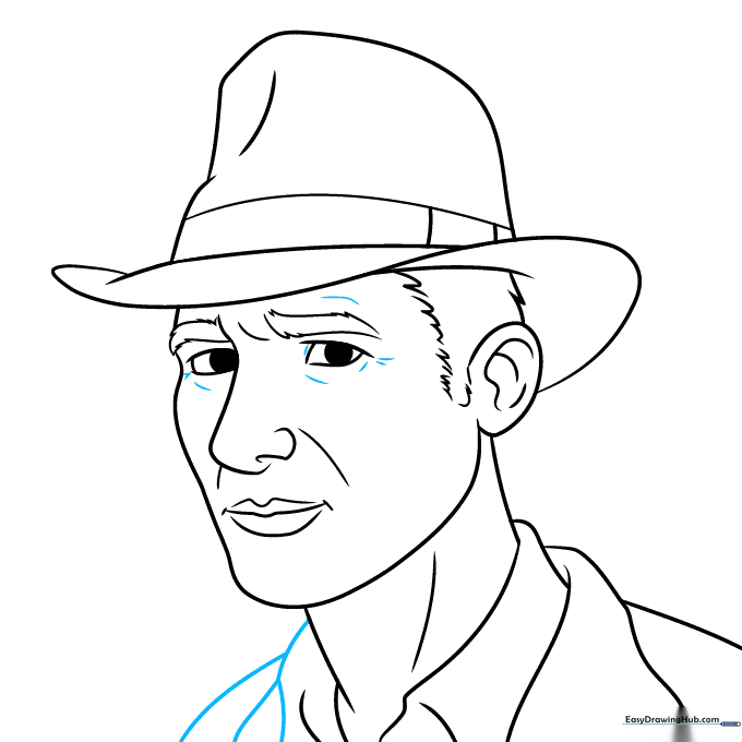 Refining the jacket details and adding depth to the facial features.