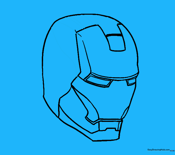 Adding side panel details with curved lines.