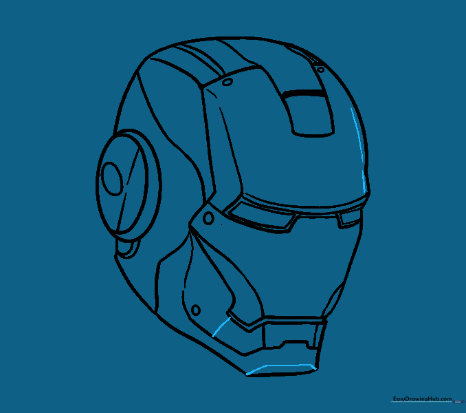 Adding chin plating and forehead depth lines.