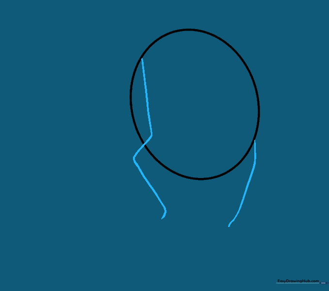 Adding curved and angular lines to the sides of the initial oval guide.