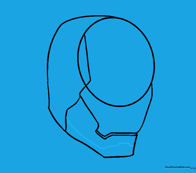 Adding interior jaw details with curved and angular lines.