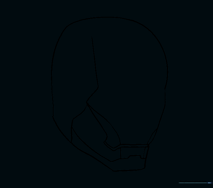 The mask outline after erasing the initial oval guide lines.