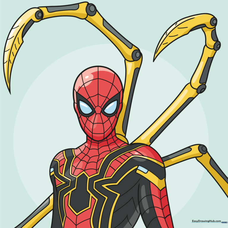High-quality colored illustration of Iron Spider in action pose