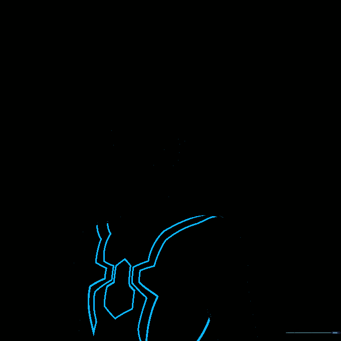 Drawing the central spider logo on the Iron Spider chest armor