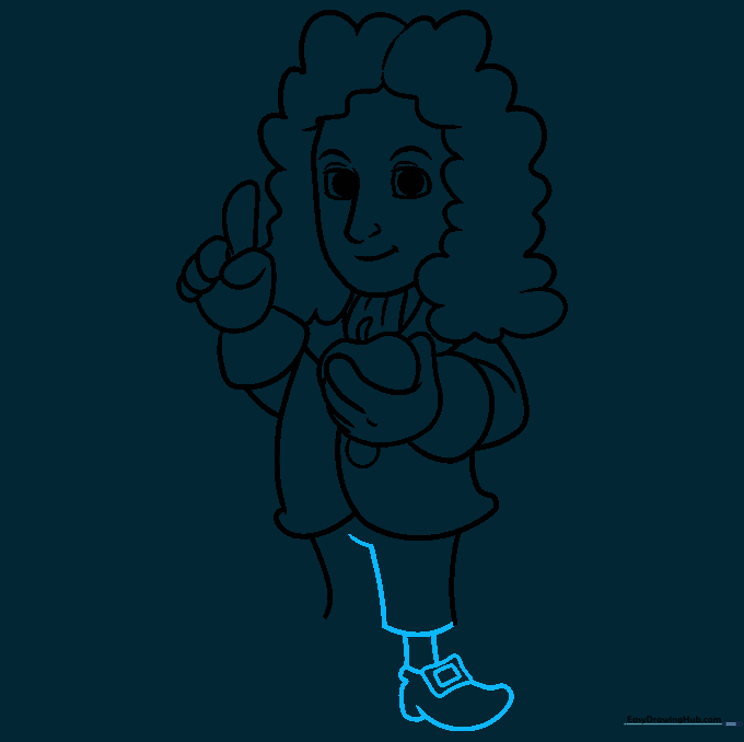 Drawing the shoes and detailed rectangular buckles.