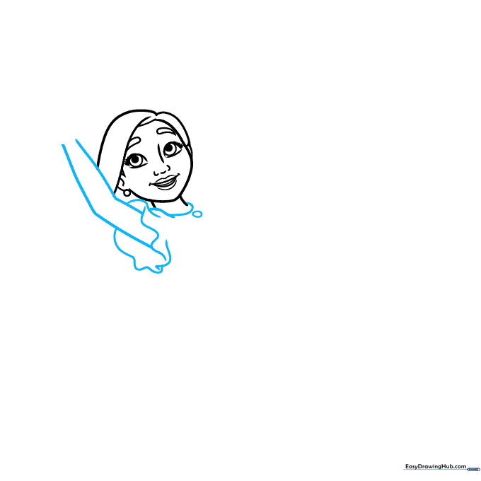Adding the neck and shoulder area to the Isabela character drawing.