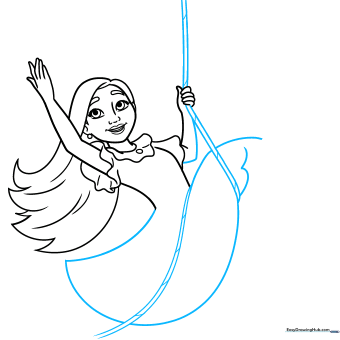 Adding the skirt outline and a vine for Isabela to hold.