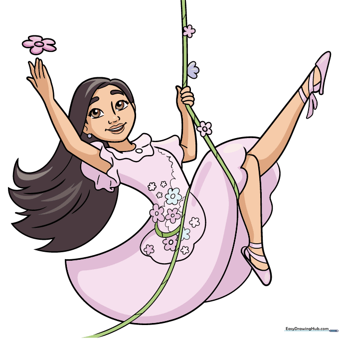 Final colored drawing of Isabela from Encanto.
