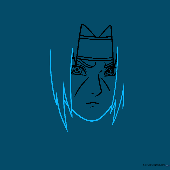 Completing the hair outline and the shape of the jawline.