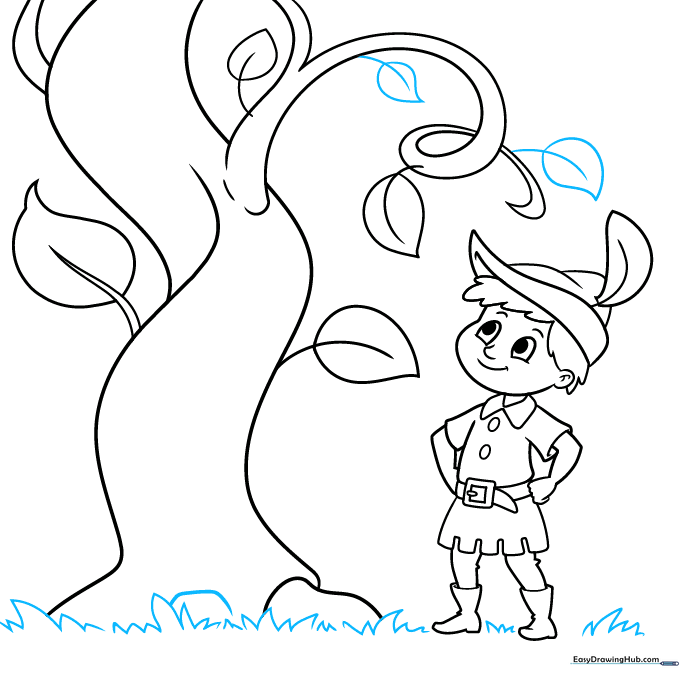Adding grass texture at the base of the character and beanstalk.