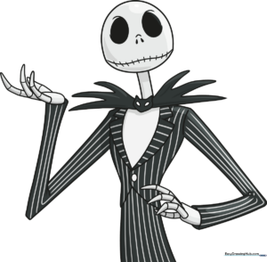 Finished, high-quality illustration of Jack Skellington standing in his signature pose.