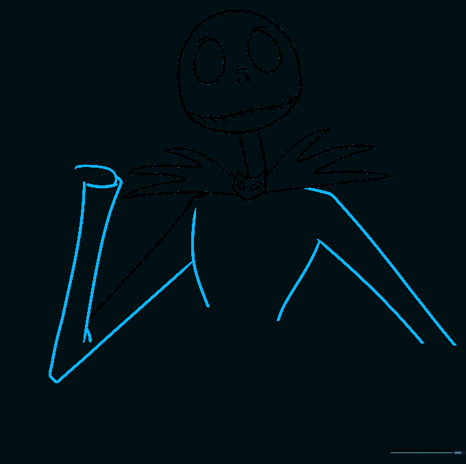 Drawing showing the construction of Jack's long, thin arms using parallel lines.