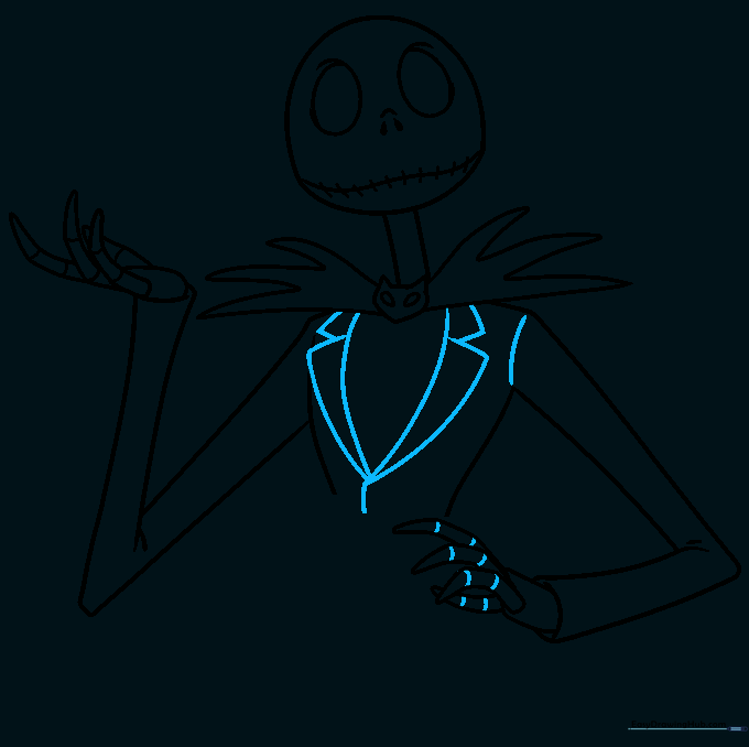Drawing showing the addition of triangular jacket flaps on the torso.