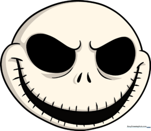 A finished, high-quality illustration of Jack Skellington's face, ready for coloring.