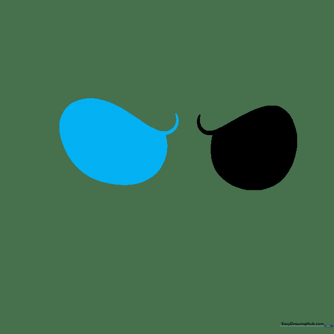 Two black oval eye sockets side-by-side, establishing the facial structure of the character.