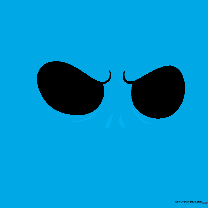 Two teardrop-shaped nose holes positioned centrally below the eye sockets.
