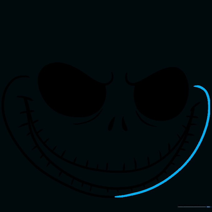 The right side of the skull outline being drawn to mirror the left side.