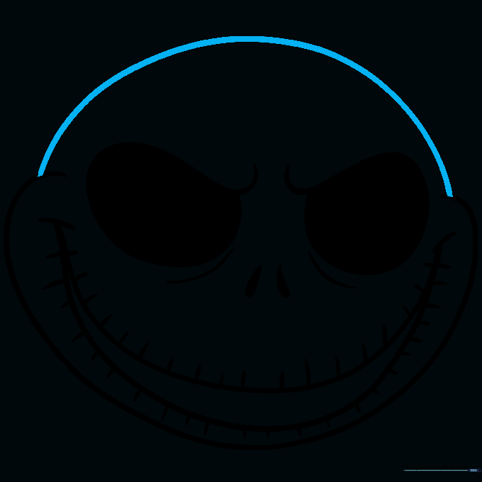 The completed outline of the skull, connecting the top curves.