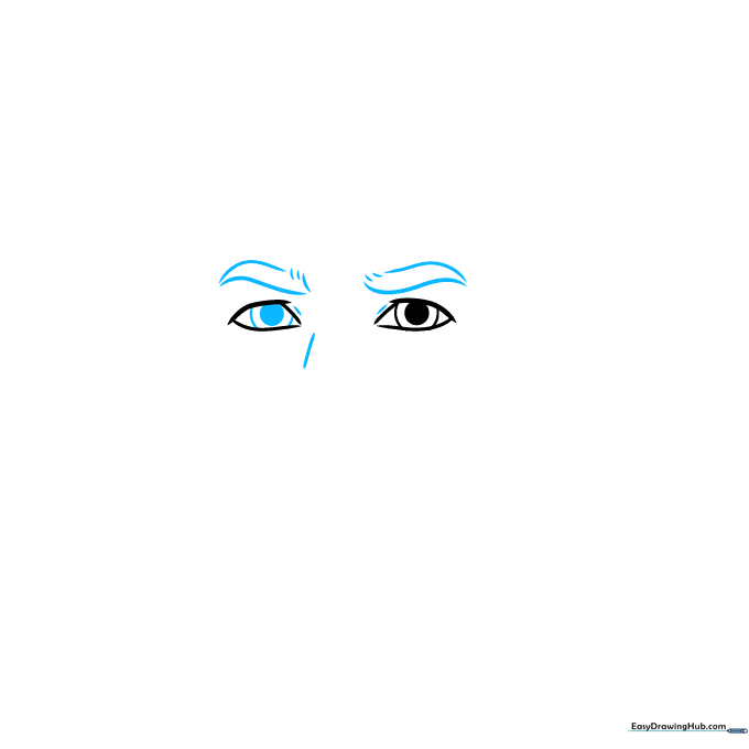 Sketch of Jackie Robinson's eyebrows and nose bridge structure.