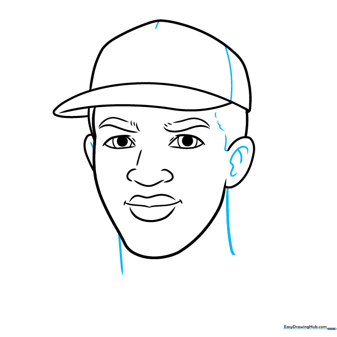 Adding the neck and short hair texture to the portrait.
